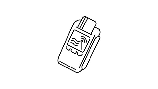 Minimalist Line Art Illustration of a Portable Card Payment Terminal Device.