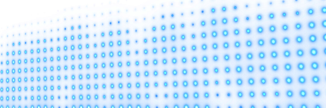 Neon Blue LED Spotlight Dot Grid Panel Isolated on Transparent Background