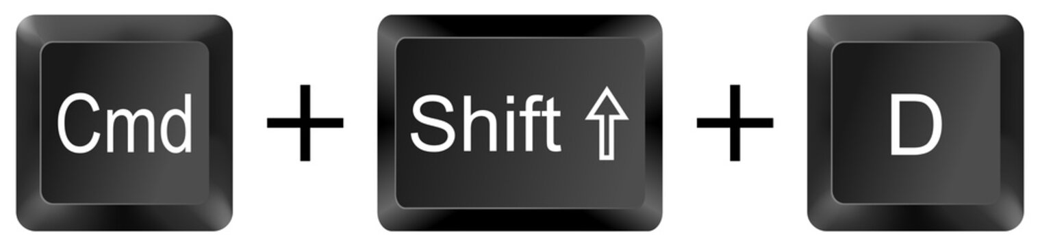 command shift d computer keyboard shortcut key button 3d icon symbol sign isolated on white background