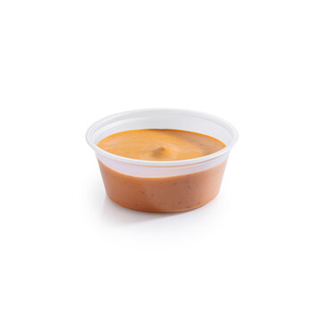 Creamy Chipotle Sauce in Clear Plastic Portion Cup with Clipping Path