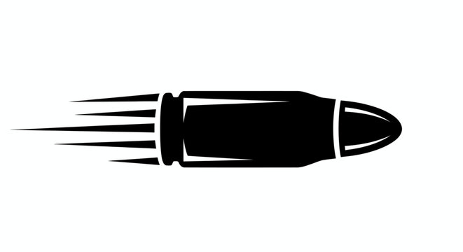 Stylized motion silhouette of a speeding bullet projectile.