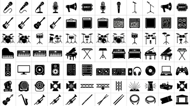 Music Instruments Icons and Symbols.