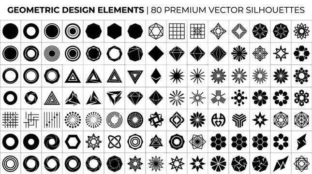 Geometric design elements vector silhouettes.