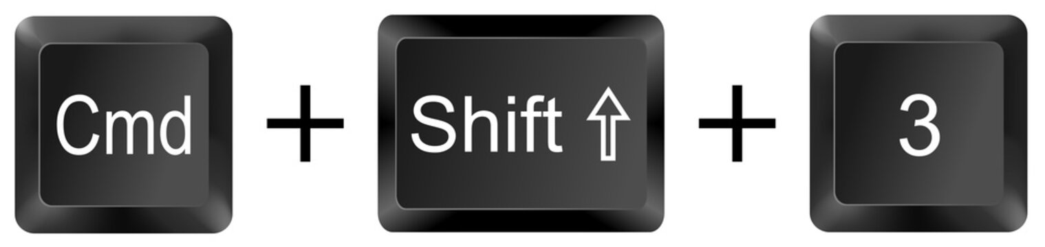 command shift 3  computer keyboard shortcut key button 3d icon symbol sign isolated on white background
