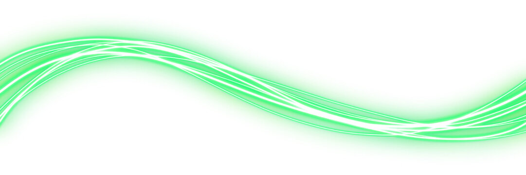 Abstract Bright Green Neon Light Trail Wave