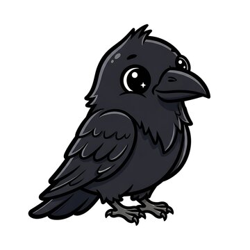 Black crow bird perched on branch silhouette.