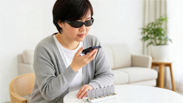 スマホの服薬リマインダーを使う日本人男性