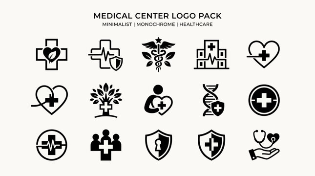 Medical center logo pack icons set.