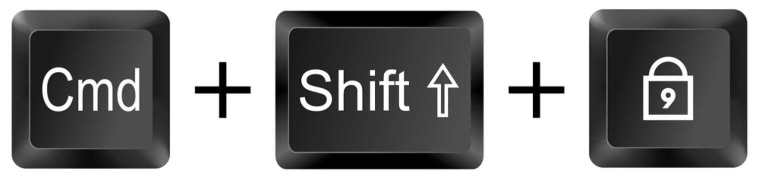 command shift lock computer keyboard shortcut key button 3d icon symbol sign isolated on white background