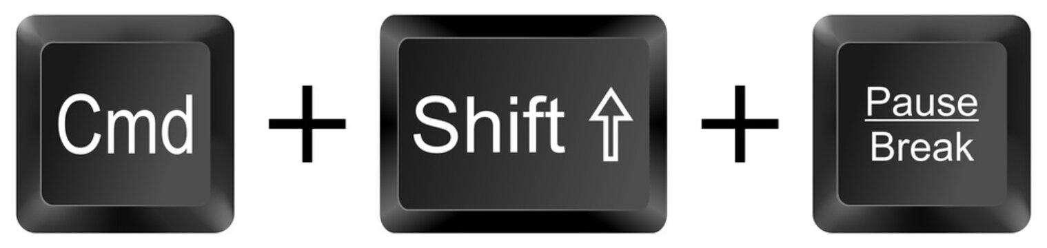 command shift pause break computer keyboard shortcut key button 3d icon symbol sign isolated on white background