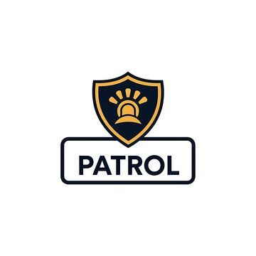 Police badge emblem with patrol text label.