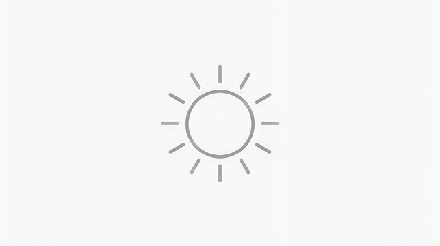 Minimal sun icon with rays, flat vector design