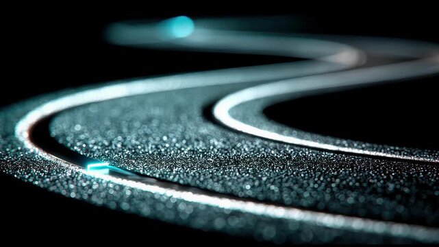 AI Token Economics Roadmap seamless loop background with futuristic glowing guidance pathway for digital tokenomics strategy corporate finance presentation.