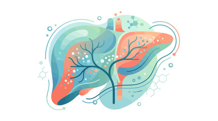 Naklejka premium Stylized Artistic Illustration of Human Liver Anatomy Representing Hepatology and Medical Wellness Concepts