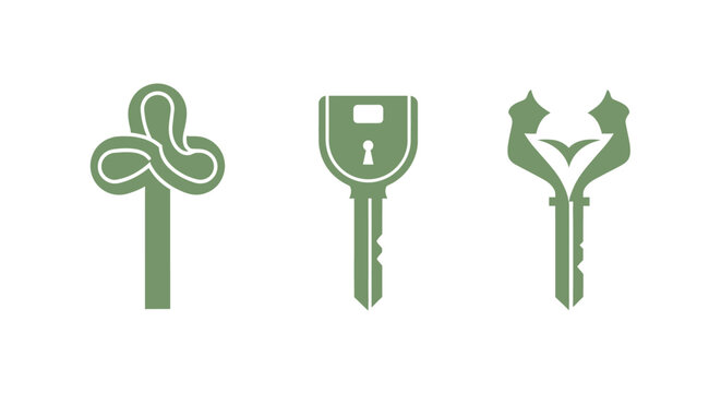 Three green icons representing keys and arrows.