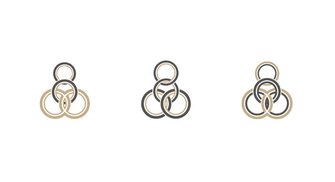 Three Interlocking Circular Metal Rings Design.