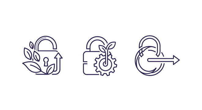 Three icons representing security growth and refresh concepts.