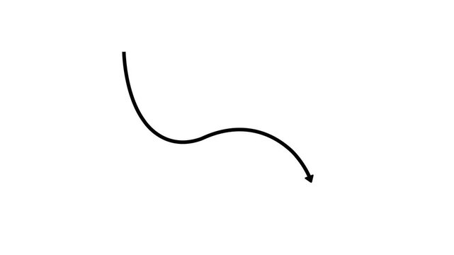 Animated Curved Arrow Drawing Concept Signifying Direction Flow Chart Pathway Motion Pointer Dynamic Indicator and Graphic Element Isolated on White Background.