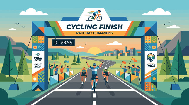 Cycling Race Finish Line Champions Victory