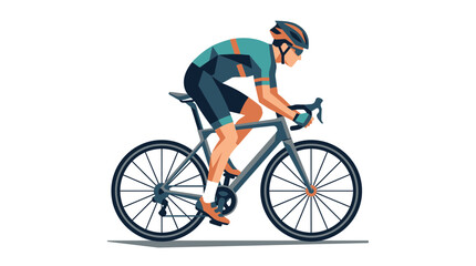 Obraz premium Cyclist Riding Bicycle Flat Design Illustration