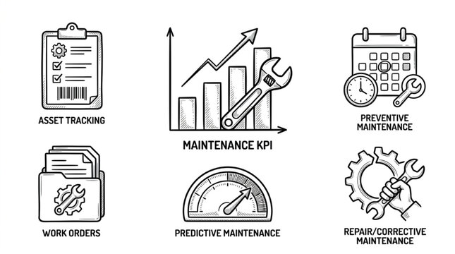 Industrial maintenance icons and symbols.