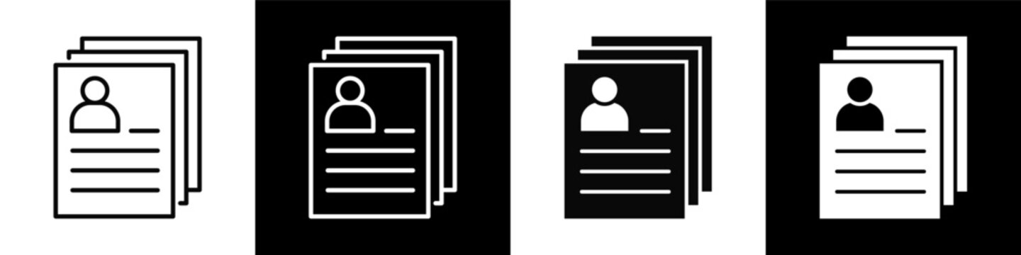 Employee Documents Icon sheet with black and white background style collection
