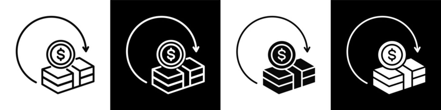Employee Payroll Icon sheet with black and white background style collection