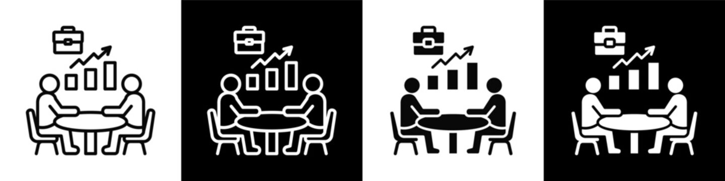 Career Counseling Icon sheet with black and white background style collection