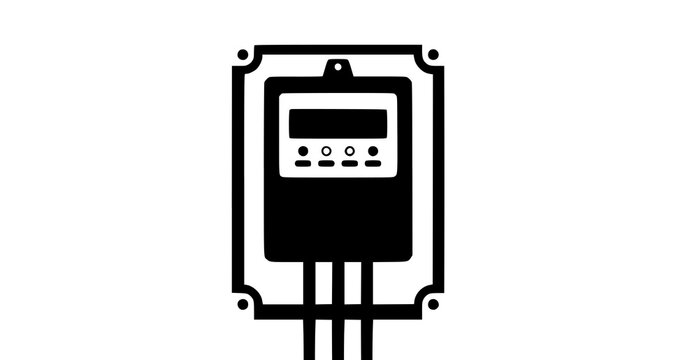 Modern Electric Power Meter Energy Electricity Counter Flat Vector Illustration Isolated on White
