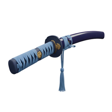 Japanese Katana Sword Hilt with Blue Wrapping
