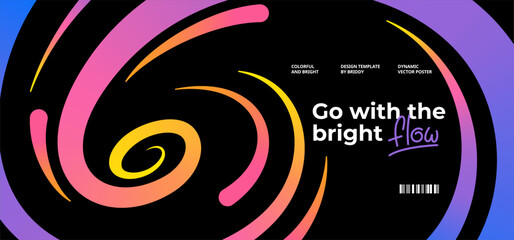 Abstract Swirl and Wave Color Lines Background. Vector Curve Splash Spiral Pattern. Rainbow Flowing Color Stream. © Briddy