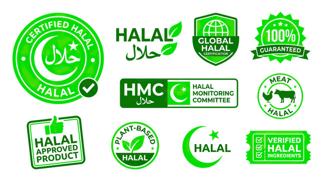 Halal Certified Stamps and Labels Collection - Green Icons