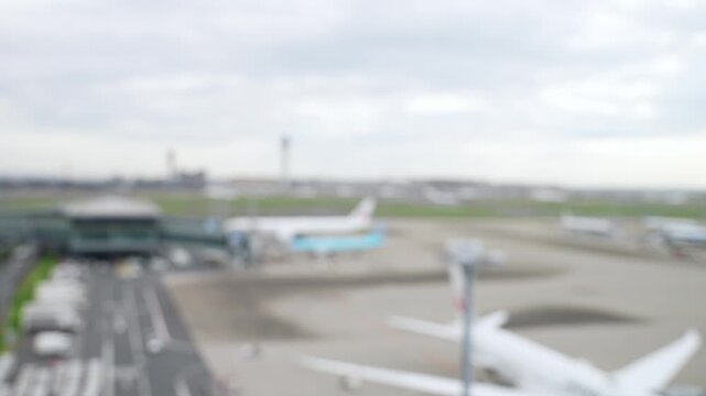Airport scene time-lapse: blurred video for stock footage