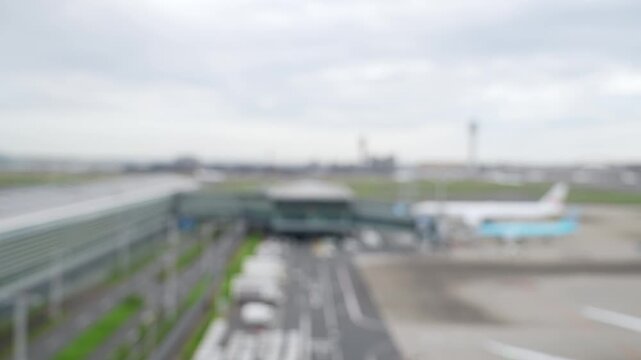 空港の風景タイムラプス　イメージ映像向けぼかし動画