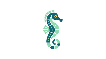 Fototapeta premium Stylized Seahorse Illustration with Geometric Patterns.