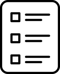 Checklist document icon showing professional task management questionnaire survey test and business audit report sheet with square checkboxes and text lines © Shahar