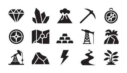 Geology and mining vector icons, a comprehensive set for earth science projects. © MDABDUR