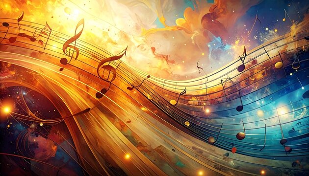 Abstract sheet music design background with musical notes