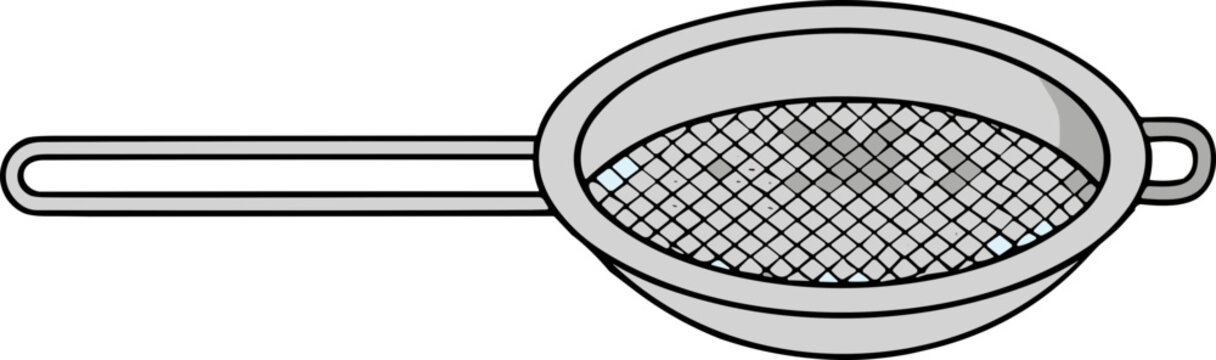 Kitchen sieve with handle for sifting flour or straining food