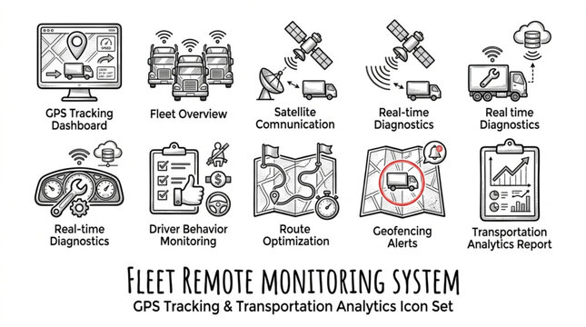 Fleet remote monitoring system icons.