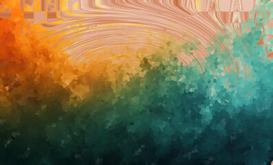 Fototapeta premium Abstract oil painting texture with green and orange colors