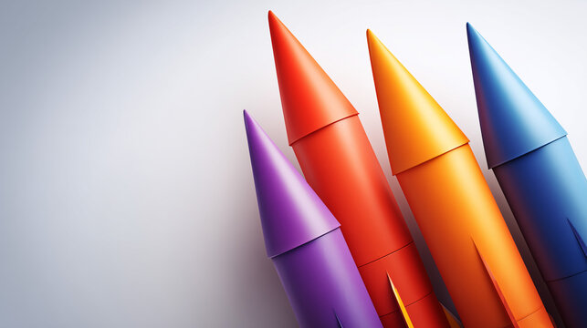Vibrant rockets aligned at a Rocket Festival launch event on a sunny day