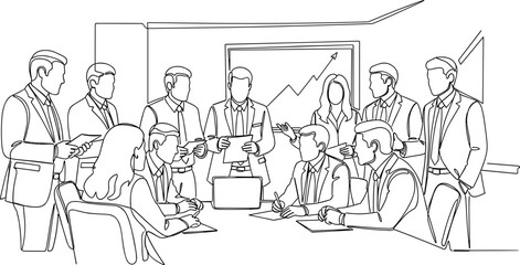 Obraz premium Business Meeting: Team Collaboration & Strategy Discussion in Office