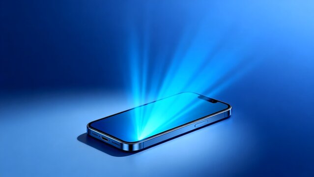 Smartphone emitting blue light rays