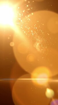 Golden light leaks with floating dust particles and soft bokeh in a warm cinematic atmosphere