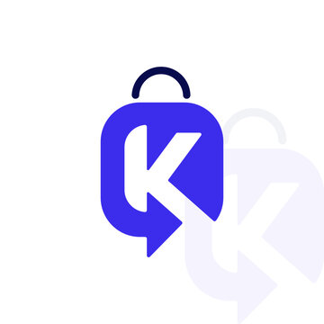 Modern letter k shopping bag logo concept with shopping ecommerce monogram