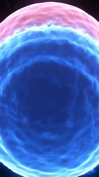 Microscopic view of a glowing blue calcium wave spreading across an egg surface during fertilization