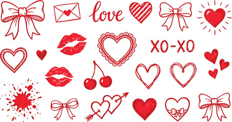 Hand drawn valentine day love elements and romantic symbols set with valentine romantic collection affection celebration envelope illustration handdrawn decorative greeting expression © Kanon Islam