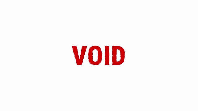Void Rubber Stamp Animation with Red Ink on Transparent Background. Alpha Channel 4K Video