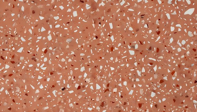 Minimalist modern terracotta terrazzo aggregate backdrop with natural stone chips